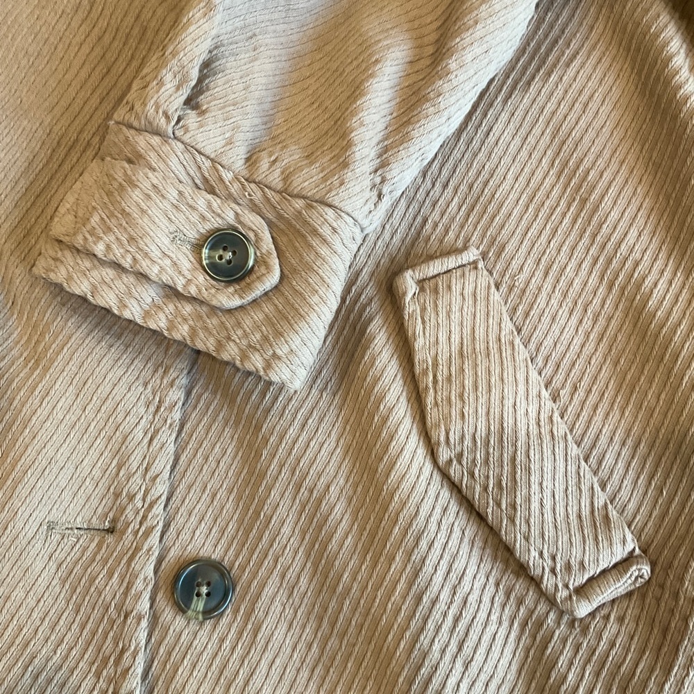 Free People  Remi Cord Coat Jacket Double Breasted Size Large Tan - Picture 12 of 15
